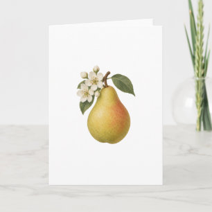 Peer en witte bloesems kaart