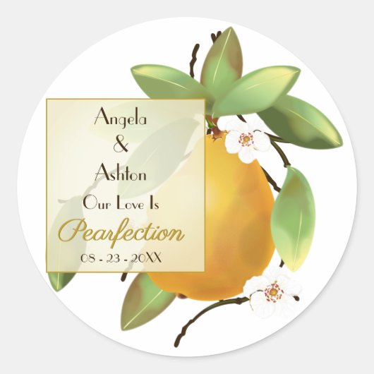 Peer Fruit Huwelijk  Ronde Sticker (Voorkant)