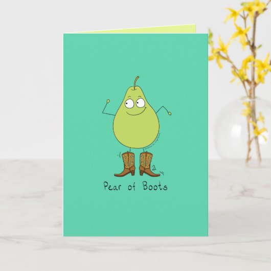 Peer — Funny Pear Pun Kaart (Gele Bloem)
