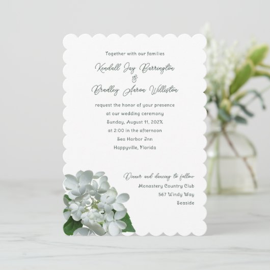 Peer Gee White Wedding Ceremonie Uitnodigingen (Staand voorkant)