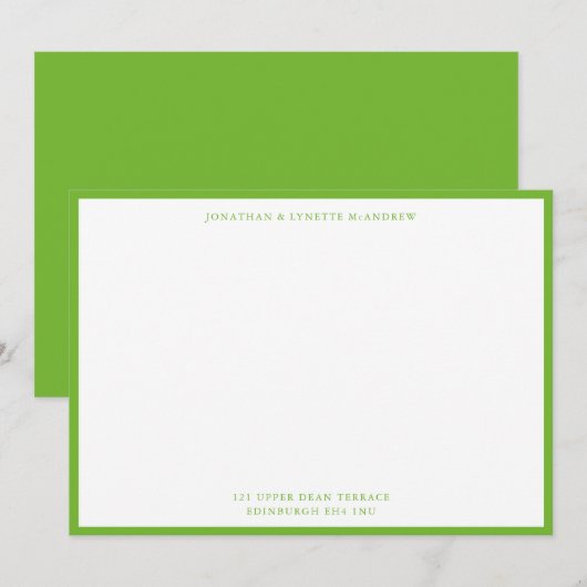Peer Green Classic Border Flat Note Card Notitiekaartje (Voorkant / Achterkant)