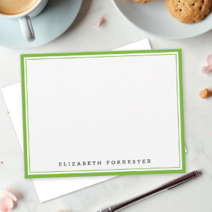 Peer Groene Klassieke Dubbele Rand Correspondentie Notitiekaartje