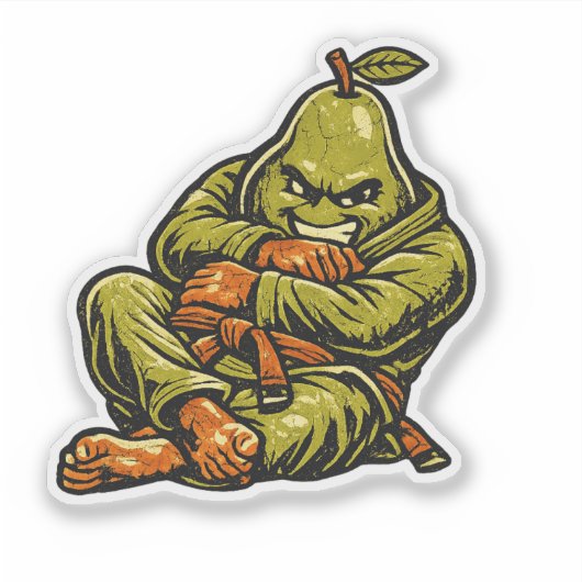 Peer Grondvechter — Vintage Retro BJJ Grappling Sticker (Voorkant)