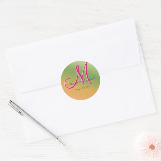 Peer Monogram Klassiek Ronde Sticker (Envelop)