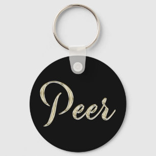 Peer Name whitegold Button Schlüsselanhänger Sleutelhanger