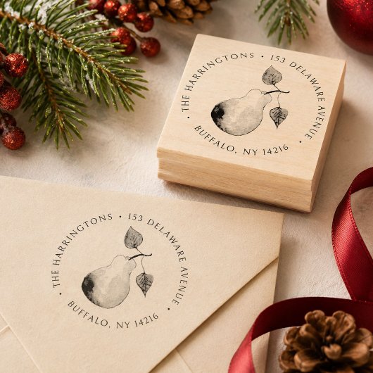 Peer Retouradres Ronde Handgeïllustreerd Rubberstempel