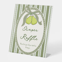 Peer salie groene retro baby shower luier raffle