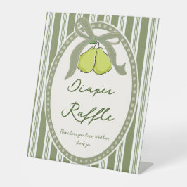 Peer salie groene retro baby shower luier raffle reclamebord met voetstuk