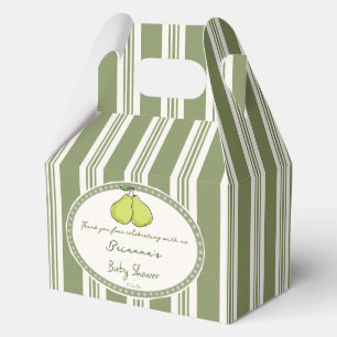 Peer salie groene retro strepen baby shower op maa bedankdoosjes