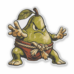 Peer Sumo — Grappige Fruit Sumo Worstelaar Vintage Sticker