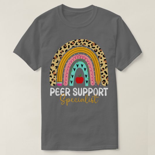 Peer Support Specialist Leopard Rainbow Healthcare T-shirt (Design voorkant)