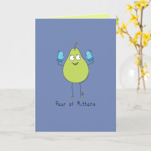 Peer van Mittens - Funny Pear Pun Kaart (Gele Bloem)