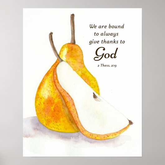 Peer Vers fruit Keuken Schriftuur Geef Dank Poster (Voorkant)