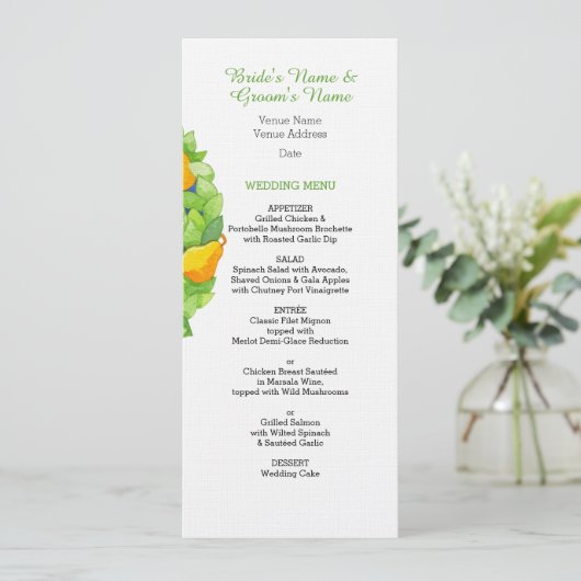 Peerboom Bruiloftsmenu Kaart (Staand voorkant)