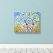 Peerboom in de bloem - Claude Monet Canvas Afdruk (Insitu (Houten vloer))