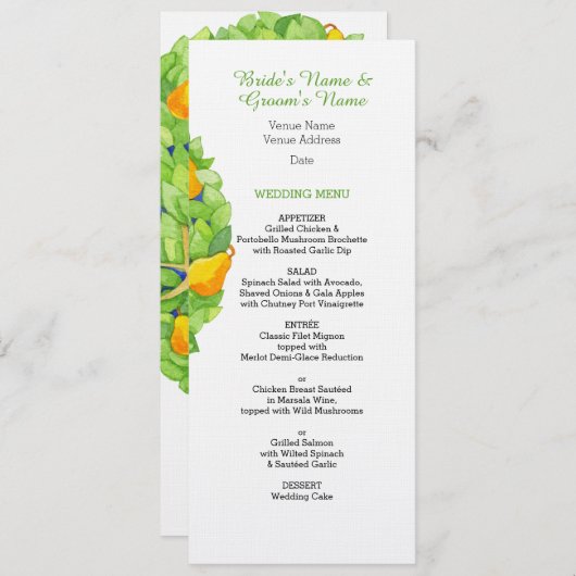 Peerboom Trouwmenu Kaart (Voorkant / Achterkant)