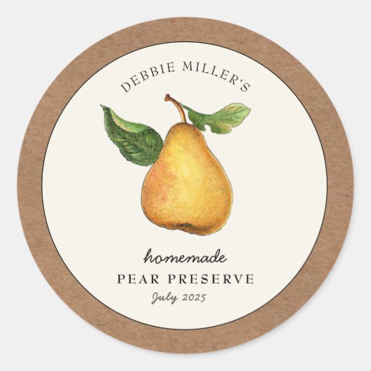 Peerconserve met Kraft papieren rand Voedsel Label (Voorkant)