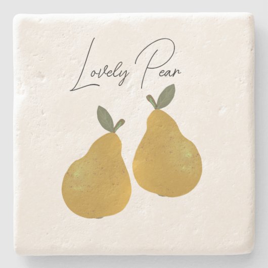 Peerfruit Illustratie  Stenen Onderzetter (Voorkant)