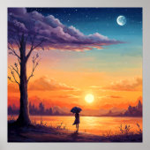 Peering into the Horizon - Illustratiestijl Kunst Poster (Voorkant)