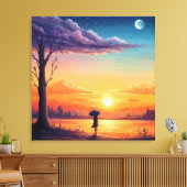 Peering into the Horizon - Illustration Style Art Canvas Afdruk (Insitu (Woonkamer))