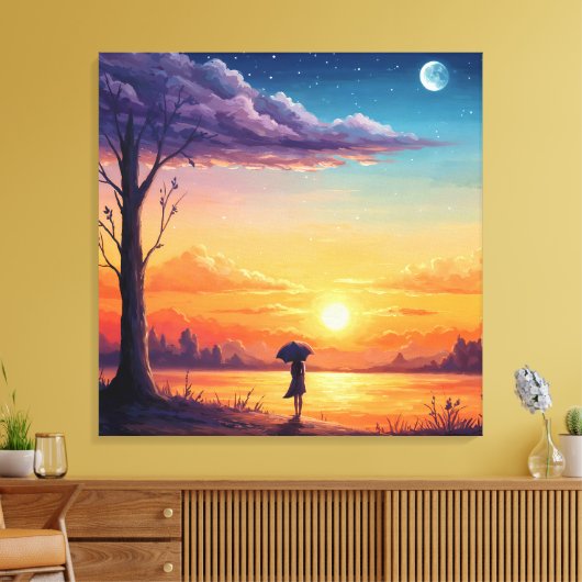 Peering into the Horizon - Illustration Style Art Canvas Afdruk (Insitu (Woonkamer))