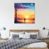 Peering into the Horizon - Illustration Style Art Canvas Afdruk (Insitu (Slaapkamer))