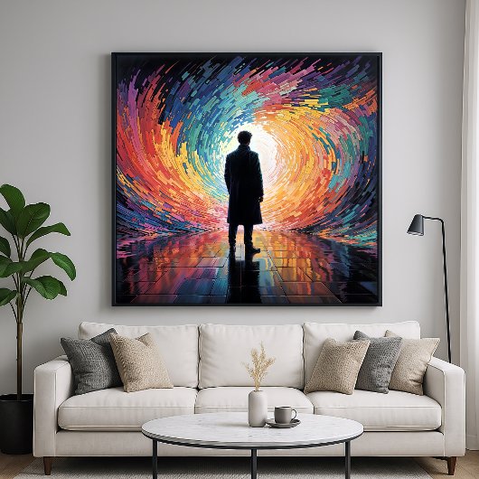 Peering into the Void - Lone Dark Silhouette Style Poster