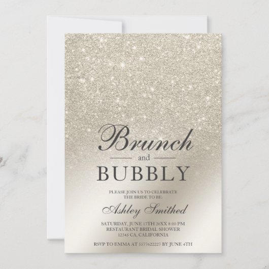 peerivoor glitter brunch bubbly vrijgezellenfeest kaart (Voorkant)