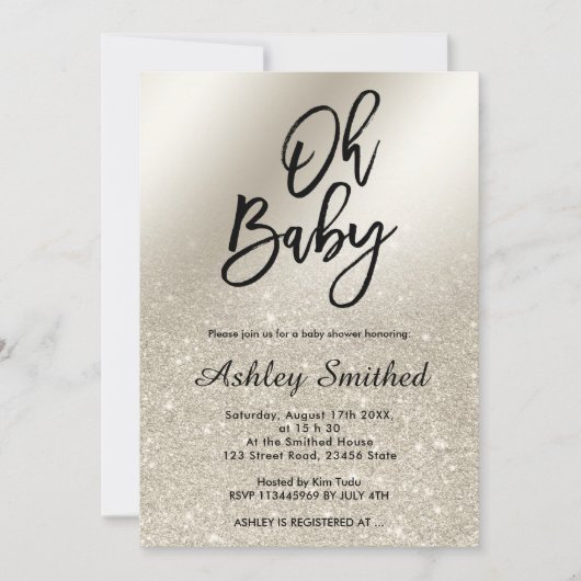 peerivoor glitter ombre metallic Oh baby shower Kaart (Voorkant)
