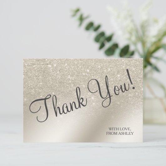 peerivoren ivoor glitter ombre metallic folie dank bedankkaart (Staand voorkant)