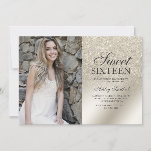 peerivoren ivoor glitter ombre metallic foto Sweet Kaart (Voorkant)