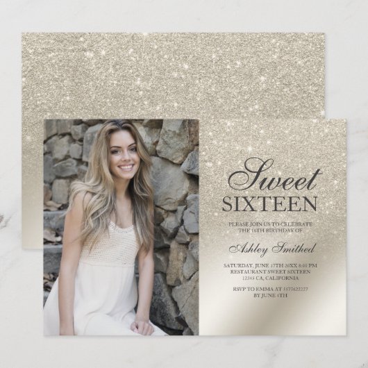 peerivoren ivoor glitter ombre metallic foto Sweet Kaart (Voorkant / Achterkant)