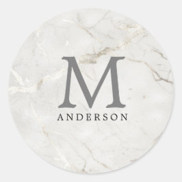 peermarmer masculine, dubbel monogram ronde sticker
