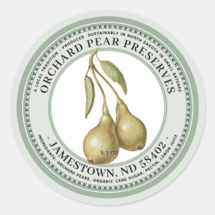 Peerperenetiket Jam Jelly 1930 Green Ronde Sticker