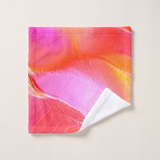 Peerroze en oranje gepolijst gesteente bad handdoek (Wasdoekje)