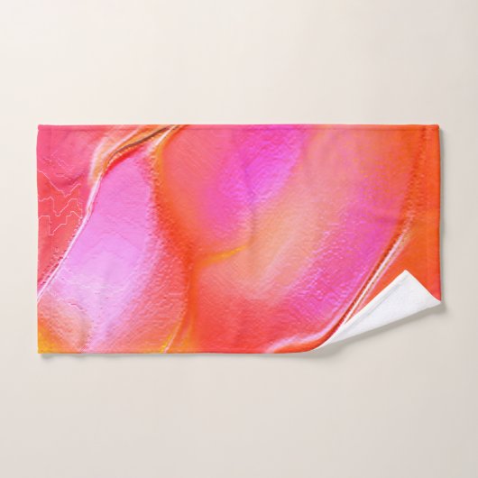 Peerroze en oranje gepolijst gesteente bad handdoek (Handdoek)