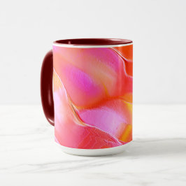 Peerroze en oranje gepolijst gesteente mok