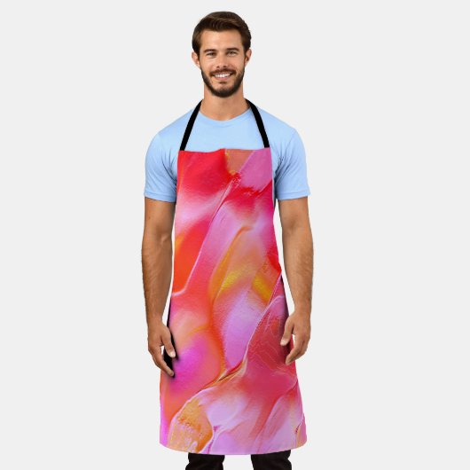 Peerroze en oranje gepolijst gesteente schort (Gedragen)