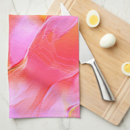 Peerroze en oranje gepolijst gesteente theedoek