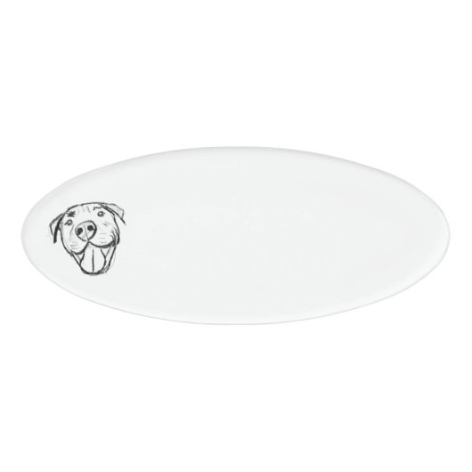 peertje tekenen simpele hondenliefhebbers zwart wi naambadge (Voorkant)