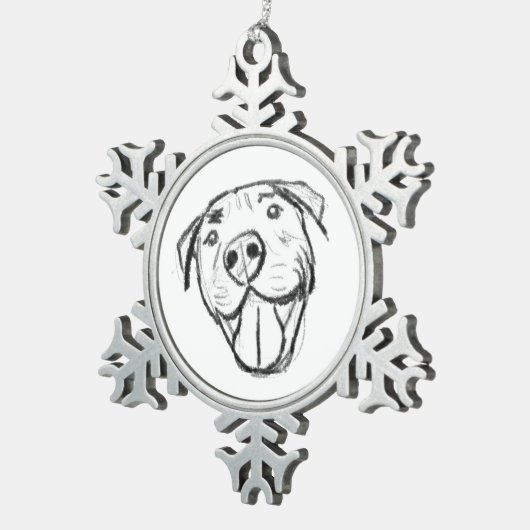 peertje tekenen simpele hondenliefhebbers zwart wi tin sneeuwvlok ornament (Rechts)