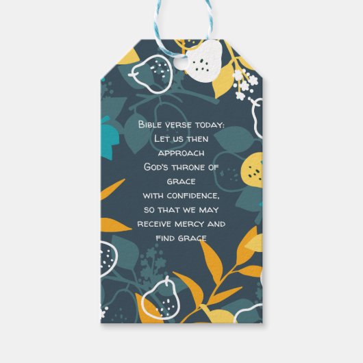 Peervruchten-decoratie met bewerkbaar citaat cadeaulabel (Voorkant)