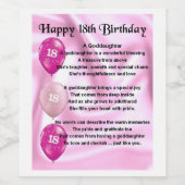 peetdochter gedicht flesetiket 18e verjaardag wijn etiket (Enkel label)