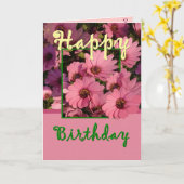 PEETDOCHTER - Verjaardag met roze Daisy Flowers Kaart (Gele Bloem)