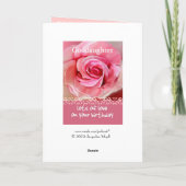 PEETDOCHTER Verjaardag met Roze Roos en Kant Trim Kaart (Achterkant)