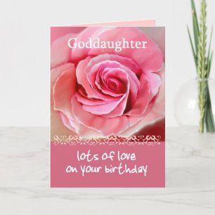 PEETDOCHTER Verjaardag met Roze Roos en Kant Trim Kaart