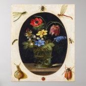 Peeters - bloemen in een glazen vaas, insecten enz poster (Voorkant)