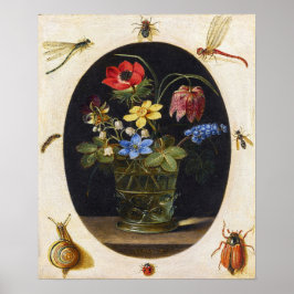Peeters - bloemen in een glazen vaas, insecten enz poster