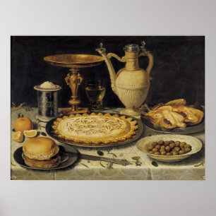 peeters - tafel met Sinaasappel, olijven en koekje Poster