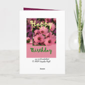 PEETMOEDER - Verjaardag met roze Daisy Flowers Kaart (Achterkant)